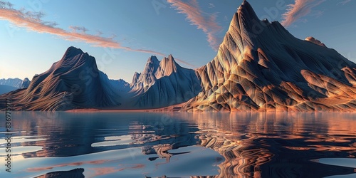 Serene Peaks with Water Reflection photo