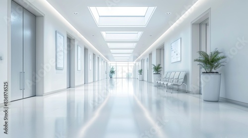Long hallway with a plant