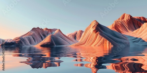 Surreal Mountain Landscape Reflection photo