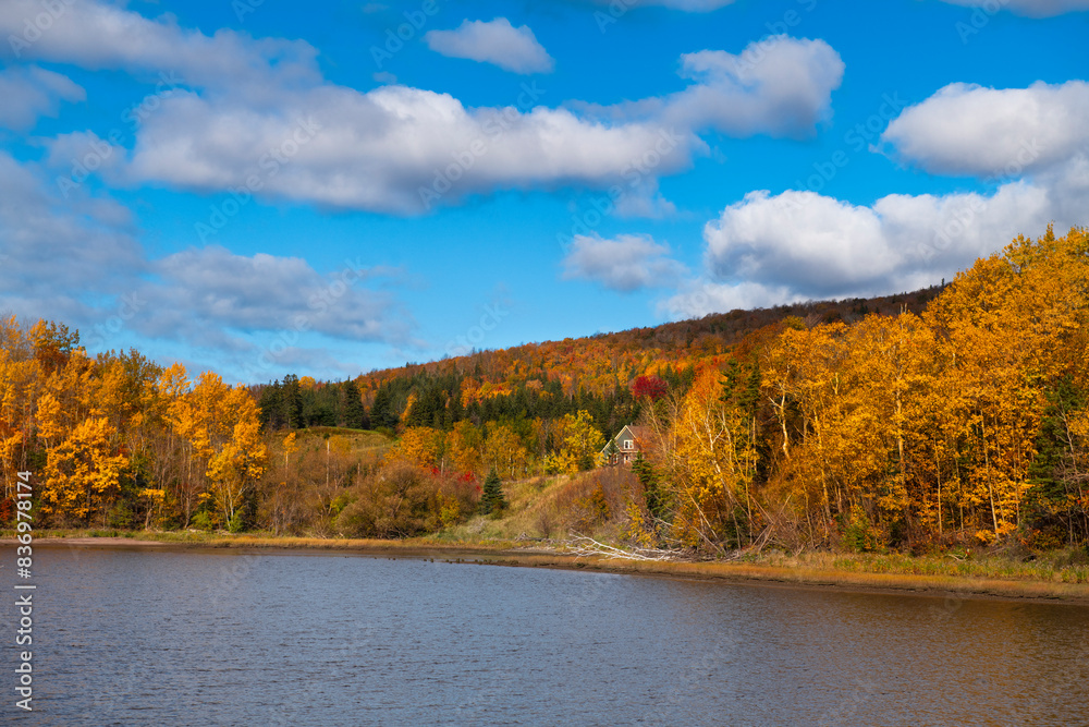 Scenic view of the Mabou River, near the town of Mabou in Nova Scotia, Canada; Concept for travel in Nova Scotia