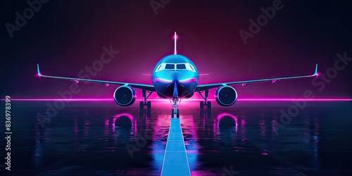 Futuristic Airplane with Neon Lights photo