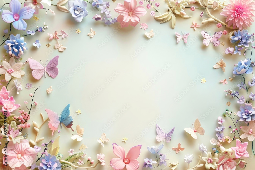 custom made wallpaper toronto digitalDelicate pastel flowers and butterflies frame a soft gradient background