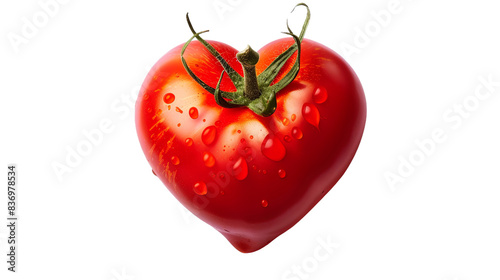 Vibrant Red Heart-Shaped Tomato on Transparent Background