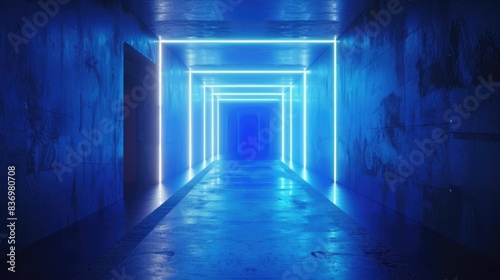Long hallway with blue light © Alexandr