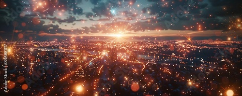 Aerial view of Independence Day celebration