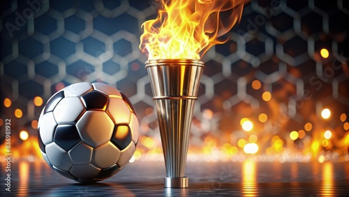 A Lit Soccer Ball and Torch for the Olympic Games. Generative AI © Роман Заворотный