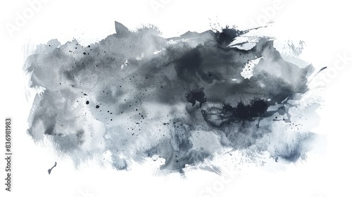 Watercolor background for textures. Abstract watercolor background. Spray paint, ink stains on the paper. Black, monochrome texture,Black graphic color patches brush strokes effect background designs 