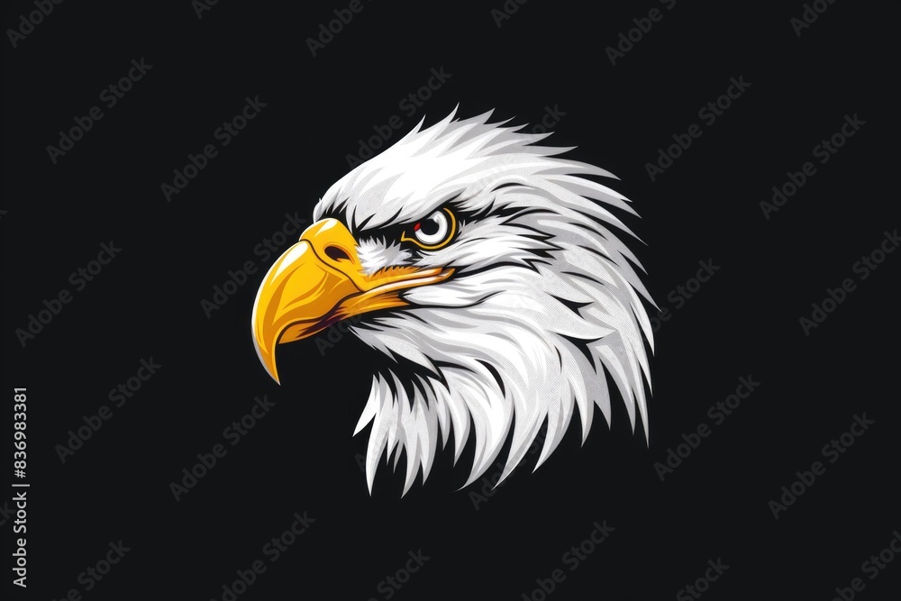 An eagle's head silhouette on a black background An eagle's head silhouette on a black background