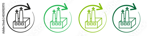 Green factory icon illustrating sustainable manufacturing and eco-friendly practices, ideal for environmental initiatives and green projects