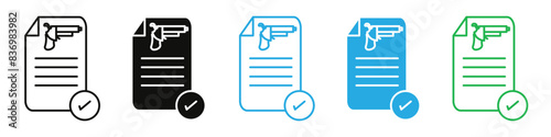 Gun license icon depicting firearm regulations and legal permissions, suitable for law enforcement, security, and legal documentation