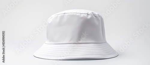 White bucket hat with copy space image on white background.