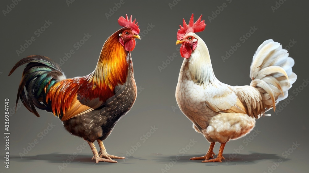 Fototapeta premium Chickens Standing Together