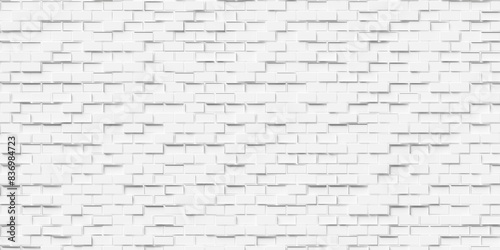 Random offset small white cube boxes or bricks wall block background wallpaper banner template