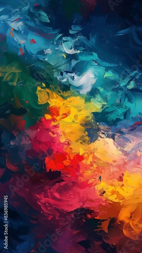 A vibrant digital painting with colorful swirls and brushstrokes