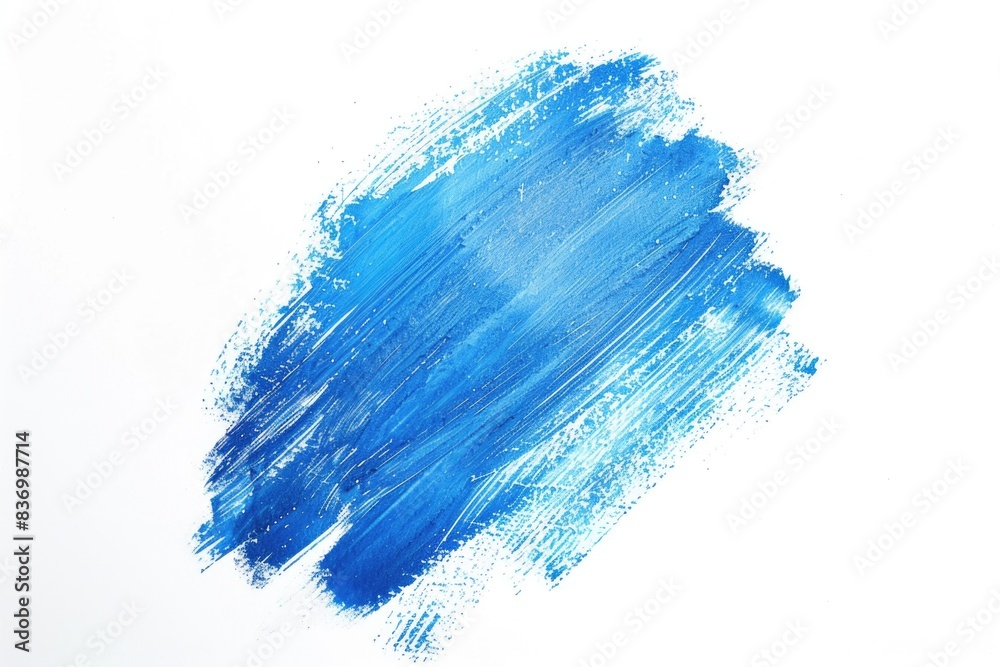 Single blue brush stroke on a white background, ideal for abstract art or design projects Single blue brush stroke on a white background, ideal for abstract art or design projects
