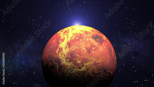 The venus planet And Sun Animation with stars closeup shot Outer Space, Futuristic Science Fiction venus planet And sun Closeup Shot. 3d rotating venus planet , Lots Of Stars And venus planet Rotating