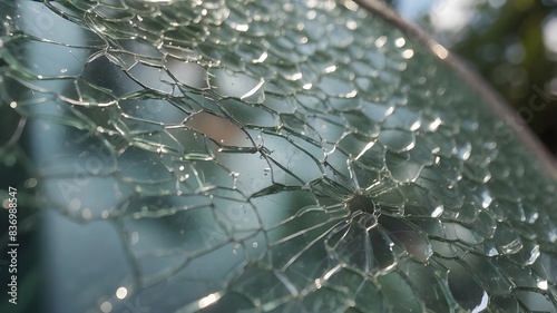 Broken Glass Pane with Holes