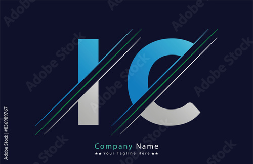 Abstract iC letter logo design template. Vector Logo Illustration.