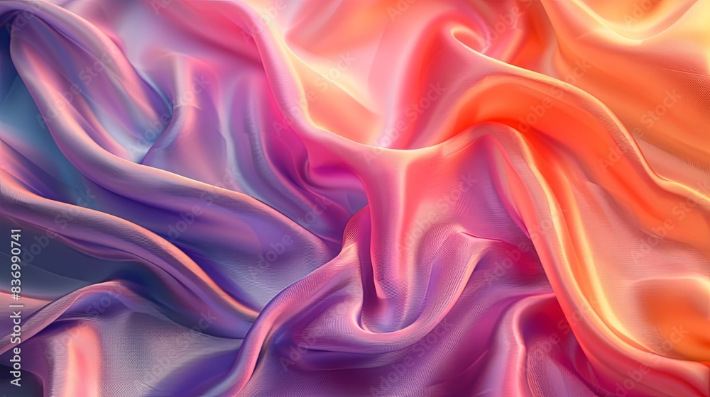 Fototapeta premium Wrinkled silk, vibrant pastels, digital sketch, smooth surfaces, gentle