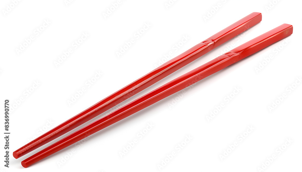 Pair of red chopsticks isolated on white Pair of red chopsticks isolated on white