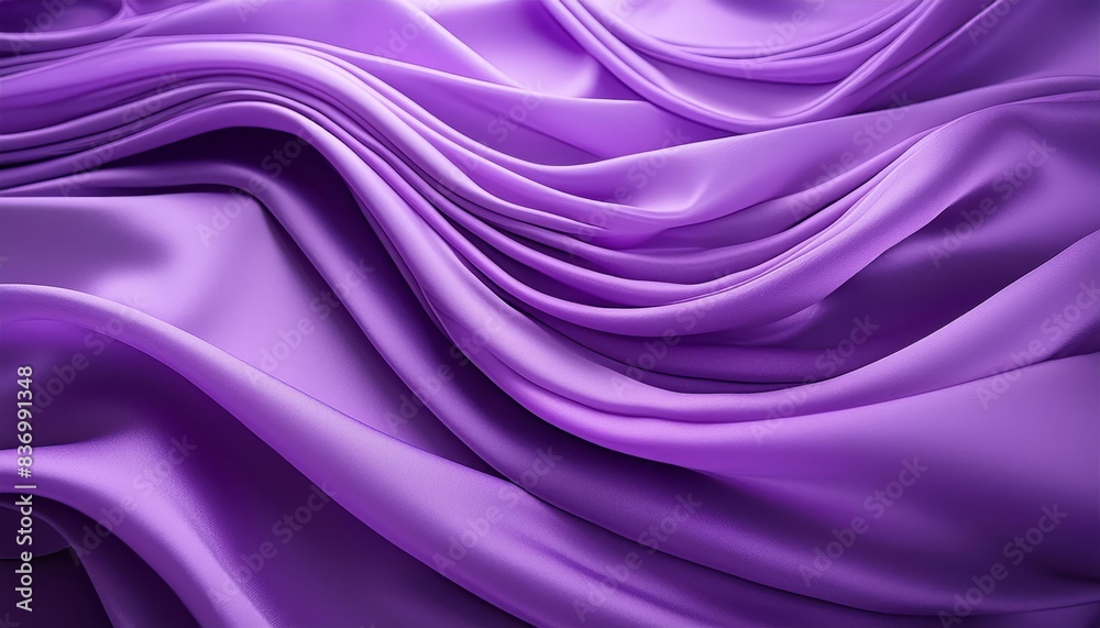 Obraz premium Flowing waves of lavender fabric create a soothing and abstract visual. The rich texture and soft lavender color evoke calmness and elegance. Soft focus adds a dreamy quality.