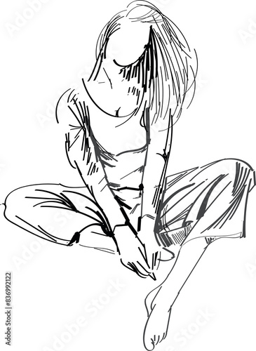 Relaxed beautiful girl. graphic illustration