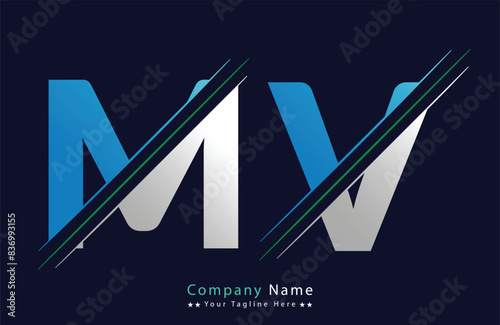 MV letter colorful logo in the circle. Vector Logo Illustration.