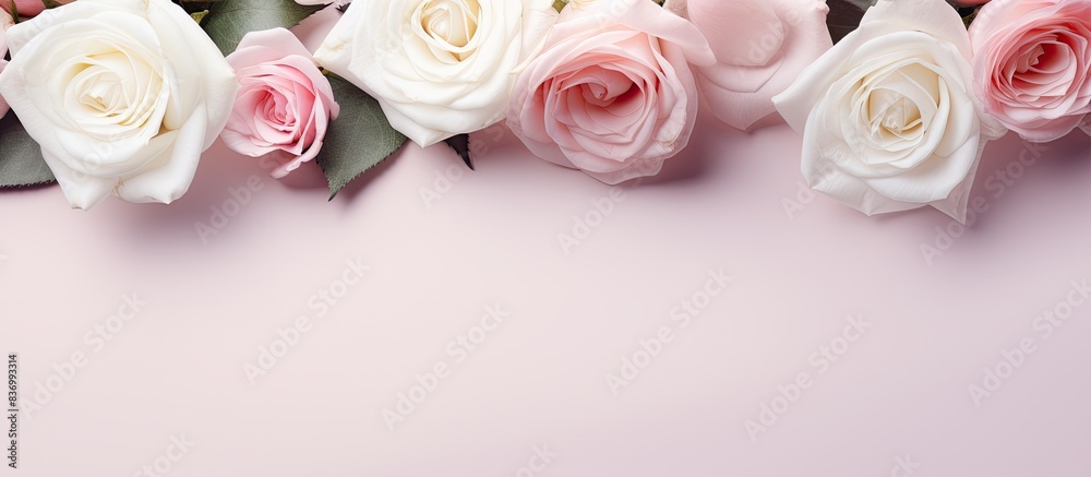 Wonderful natural rose white and pink colored. Creative banner. Copyspace image Wonderful natural rose white and pink colored. Creative banner. Copyspace image