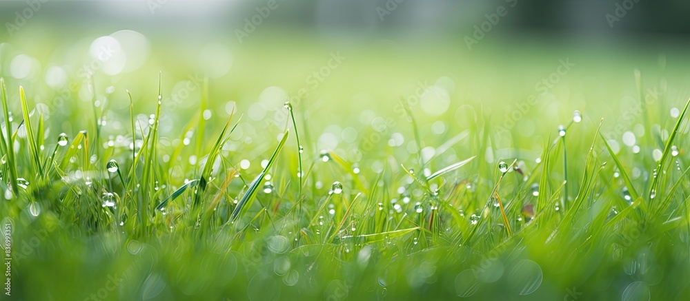Green grass in the dew on the nature. Creative banner. Copyspace image Green grass in the dew on the nature. Creative banner. Copyspace image