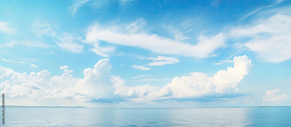 blue sky with clouds and sea. Creative banner. Copyspace image blue sky with clouds and sea. Creative banner. Copyspace image