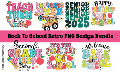 Back To School Retro PNG Design Bundle