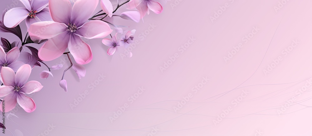 Modern pattern with blossom lilac on pink background. Creative banner. Copyspace image Modern pattern with blossom lilac on pink background. Creative banner. Copyspace image