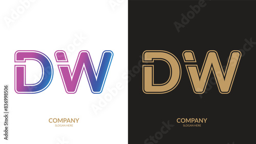 Vector logo for letter DW design template photo