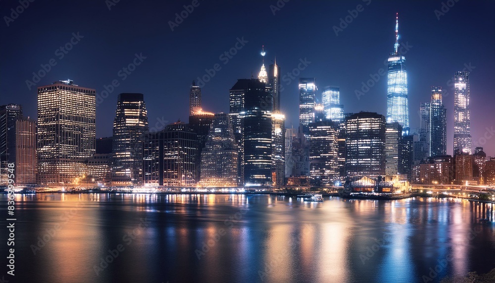 Naklejka premium hong kong skyline at night