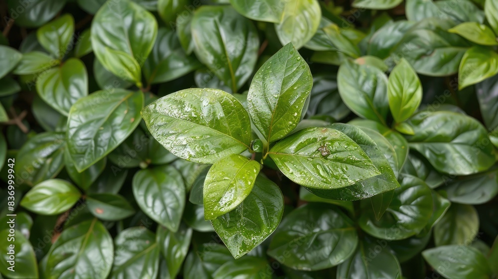 Dark green leaves top view Dark green leaves top view