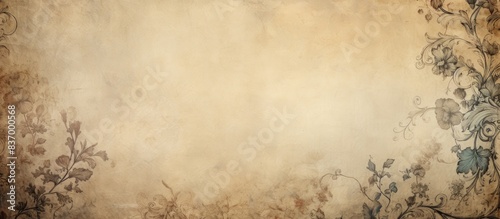 textured old paper background with flower. Creative banner. Copyspace image
