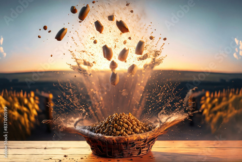 pinto beas in a basket on the table photo