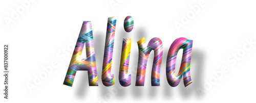 Alina - Threads, multicolored stripes - name - three-dimensional effect tubular writing - Vector graphics - Word for  presentations, greetings, banners, card, prints, cricut, silhouette, sublimation