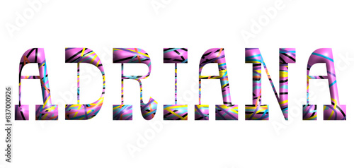 Adriana - Threads, multicolored stripes - name - three-dimensional effect tubular writing - Vector graphics - Word for  presentations, greetings, banners, card, prints, cricut, silhouette, sublimation