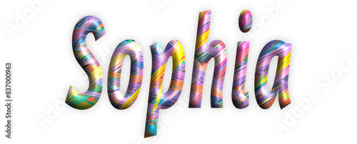 Sophia - Threads, multicolored stripes - name - three-dimensional effect tubular writing - Vector graphics - Word for  presentations, greetings, banners, card, prints, cricut, silhouette, sublimation