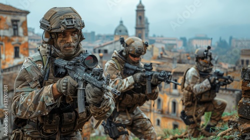 Special forces conducting a hostage rescue mission in an urban setting, demonstrating the agility and specialized training of modern elite units.