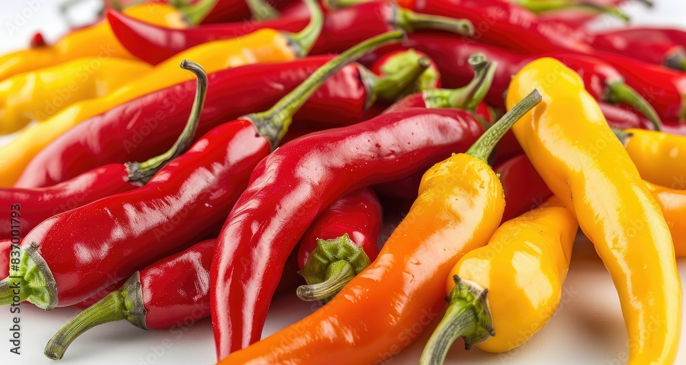 A bunch of chili peppers, red and hot peppers. Isolated on a white background A bunch of chili peppers, red and hot peppers. Isolated on a white background