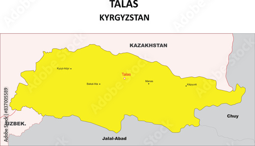 TALAS CITY Map. Major city map of TALAS CITY. Political map of TALAS CITY with country capital. photo
