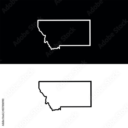 Outline map of Montana white background. USA state, vector map with contour.	