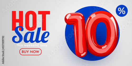 10 percent Off. Discount creative composition. Mega Sale.