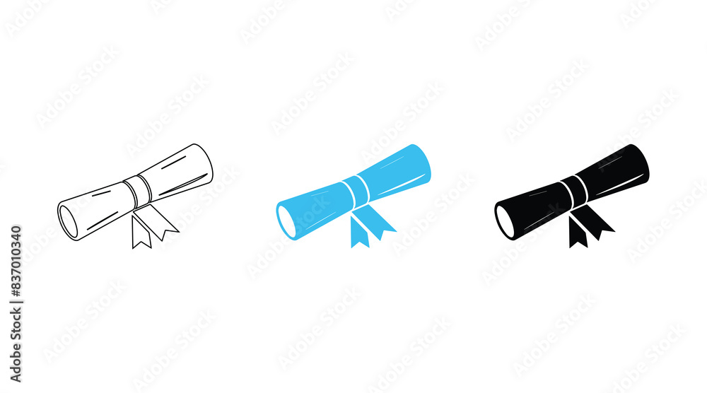 Certificate roll diploma icon Vector illustration on white background. Certificate roll diploma icon Vector illustration on white background.