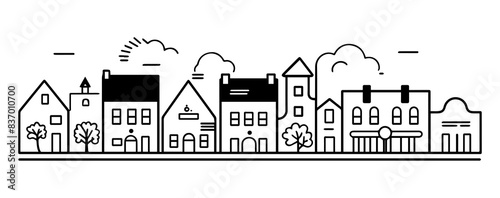Silhouette of a city, black vector icon, generated AI
