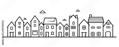 Silhouette of a city, black vector icon, generated AI