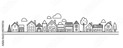 Silhouette of a city, black vector icon, generated AI