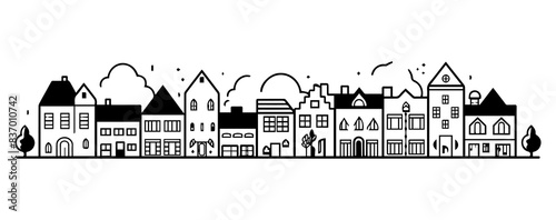 Silhouette of a city, black vector icon, generated AI